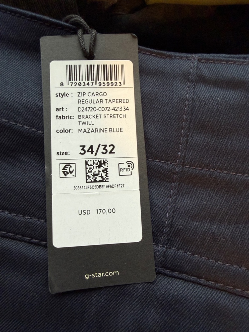 G-Star Mazarine Blue Zip Cargo Regular Tapered Pants